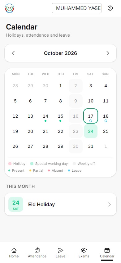 Mobile school calendar